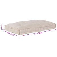 Produktbild för Pallettsoffa Kudde Gräddvit 120 x 80 x 12 cm Tyg