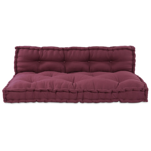 vidaXL Pallettsoffa Kudde 2 pcs Bordeaux 120 x 80 x 38 cm Tyg