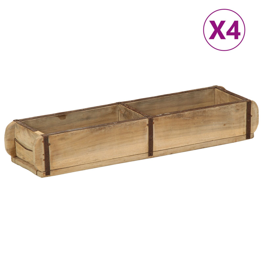Produktbild för Bricka 4 pcs Brun 57 x 15 x 9 cm Solid återvunnen trä