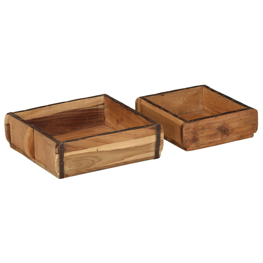 Produktbild för Bricka 2 pcs Brun 29 x 31 x 10 cm Solid återvunnen trä