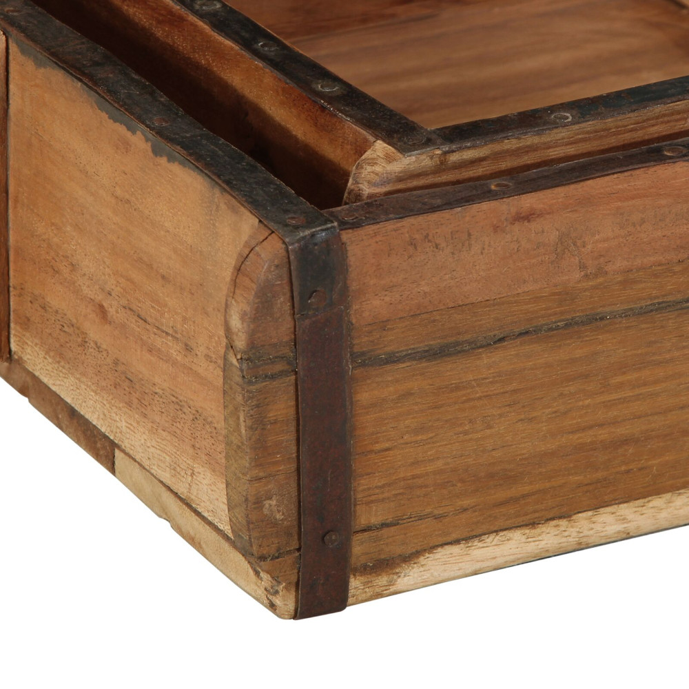 Produktbild för Bricka 2 pcs Brun 29 x 31 x 10 cm Solid återvunnen trä