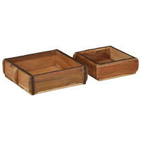 Produktbild för Bricka 2 pcs Brun 29 x 31 x 10 cm Solid återvunnen trä