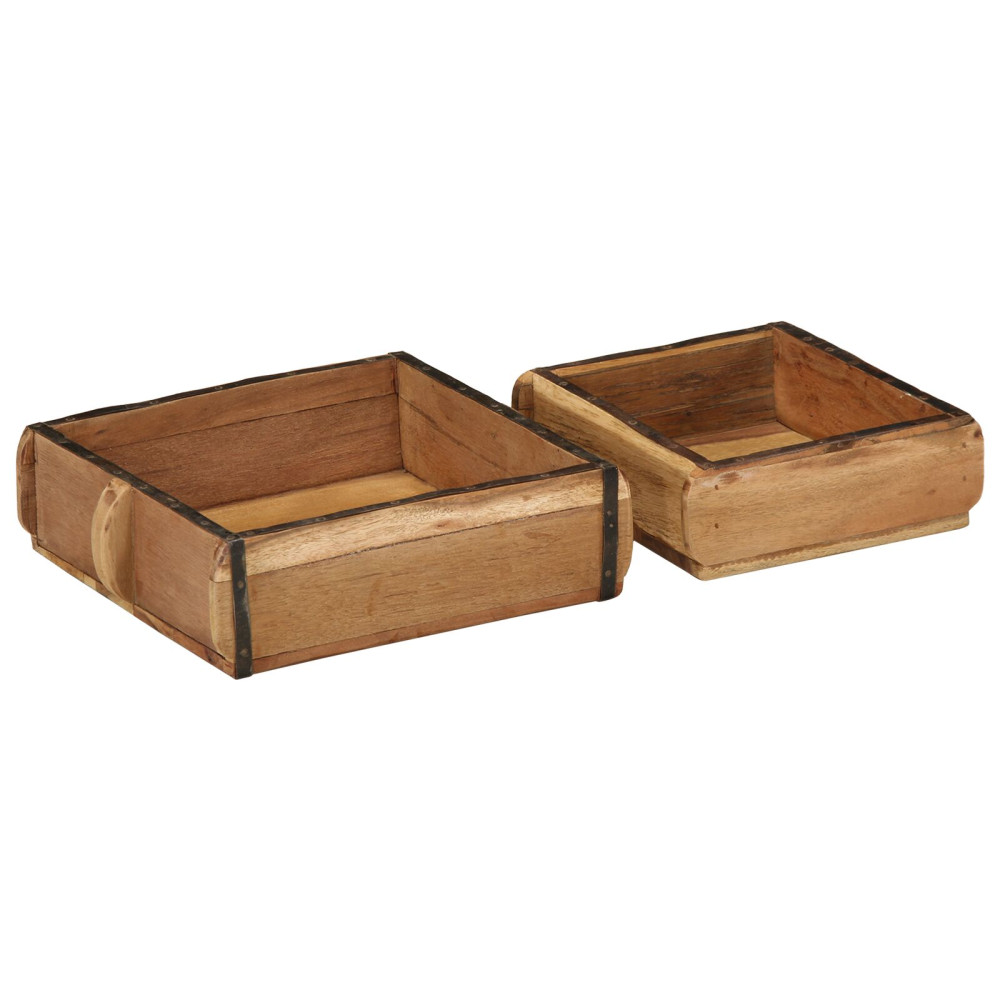 Produktbild för Bricka 2 pcs Brun 29 x 31 x 10 cm Solid återvunnen trä