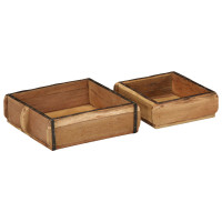 Produktbild för Bricka 2 pcs Brun 29 x 31 x 10 cm Solid återvunnen trä