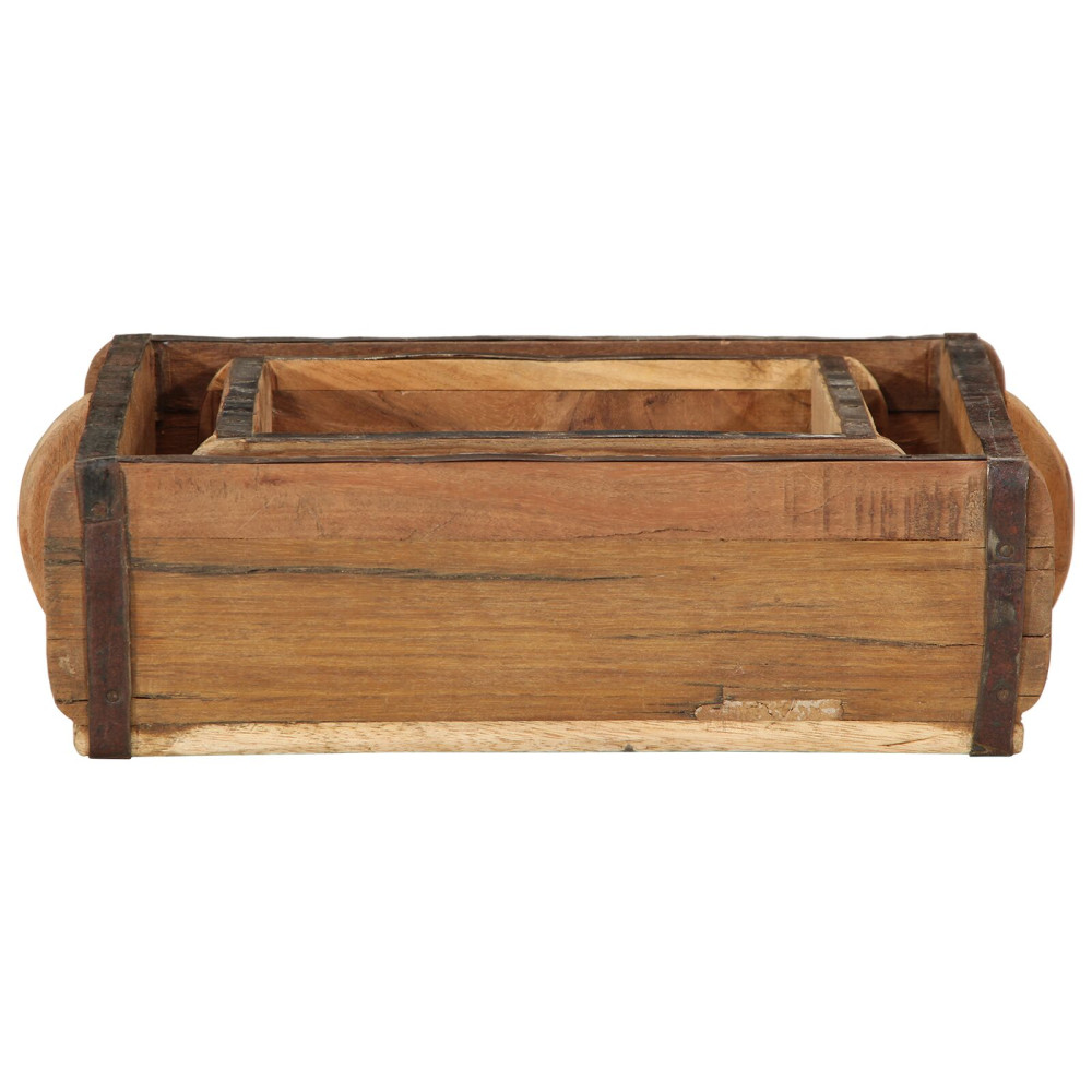 Produktbild för Bricka 2 pcs Brun 29 x 31 x 10 cm Solid återvunnen trä