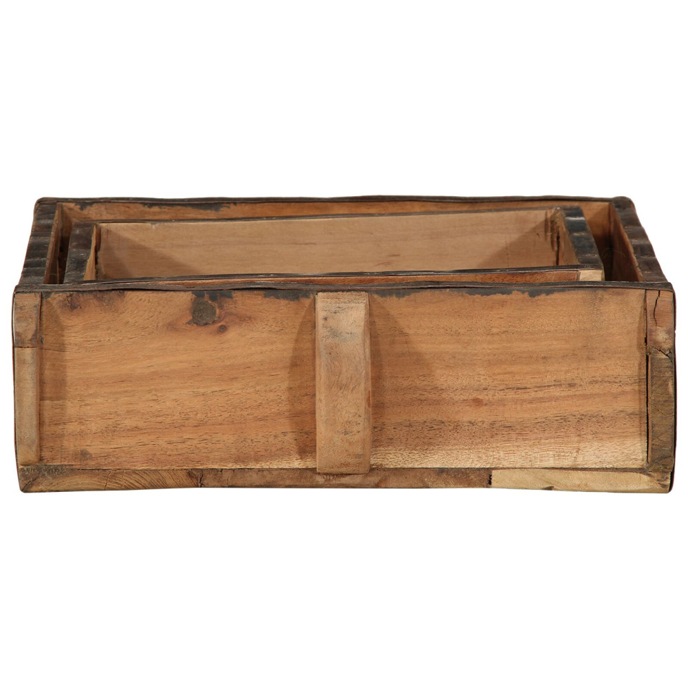 Produktbild för Bricka 2 pcs Brun 29 x 31 x 10 cm Solid återvunnen trä