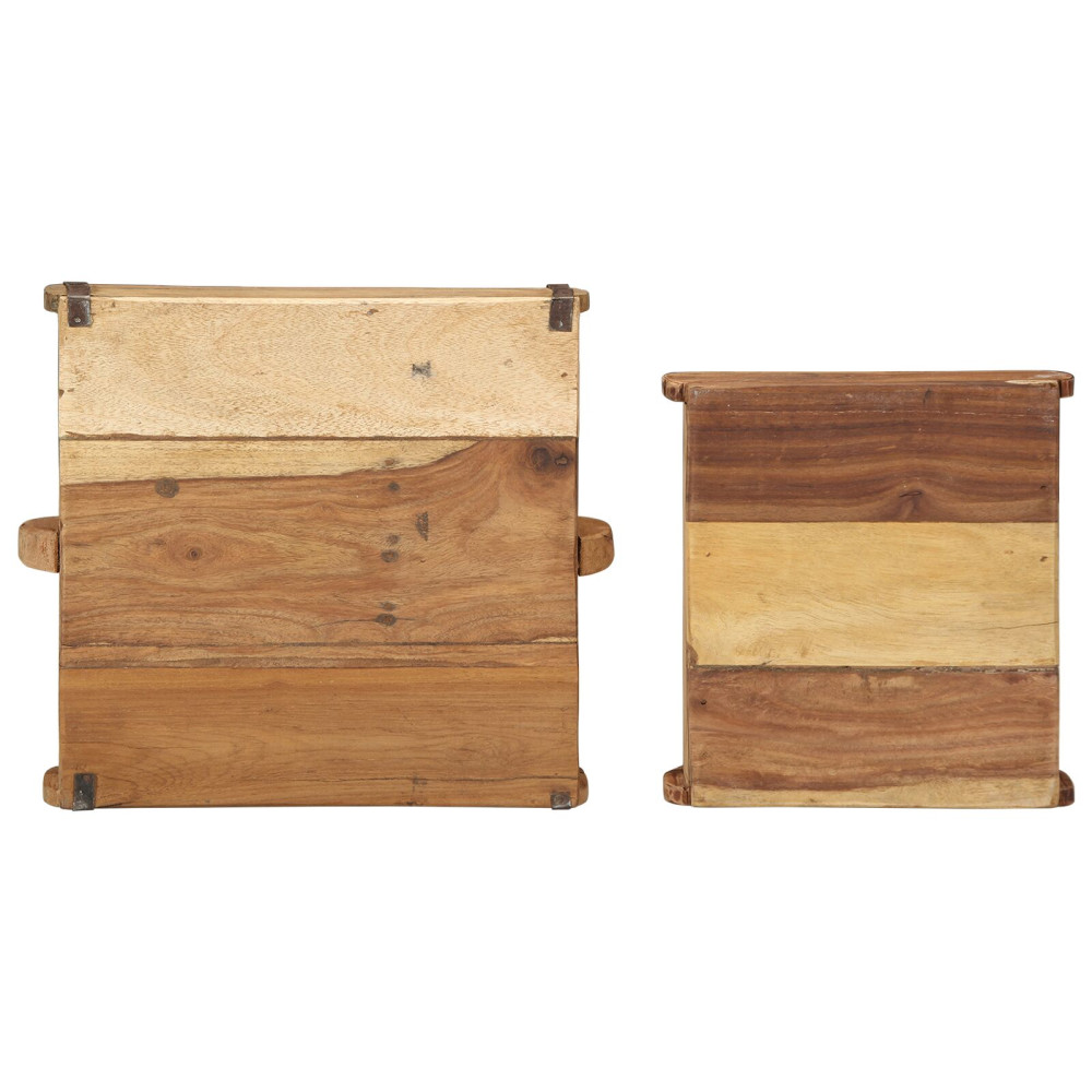 Produktbild för Bricka 2 pcs Brun 29 x 31 x 10 cm Solid återvunnen trä