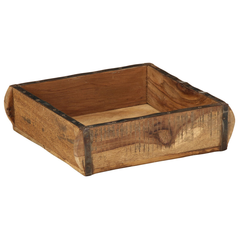 Produktbild för Bricka med lagring Brun 29 x 31 x 10 cm Solid återvunnen trä
