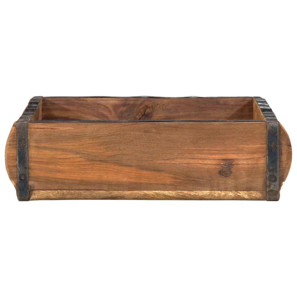 Produktbild för Bricka med lagring Brun 29 x 31 x 10 cm Solid återvunnen trä