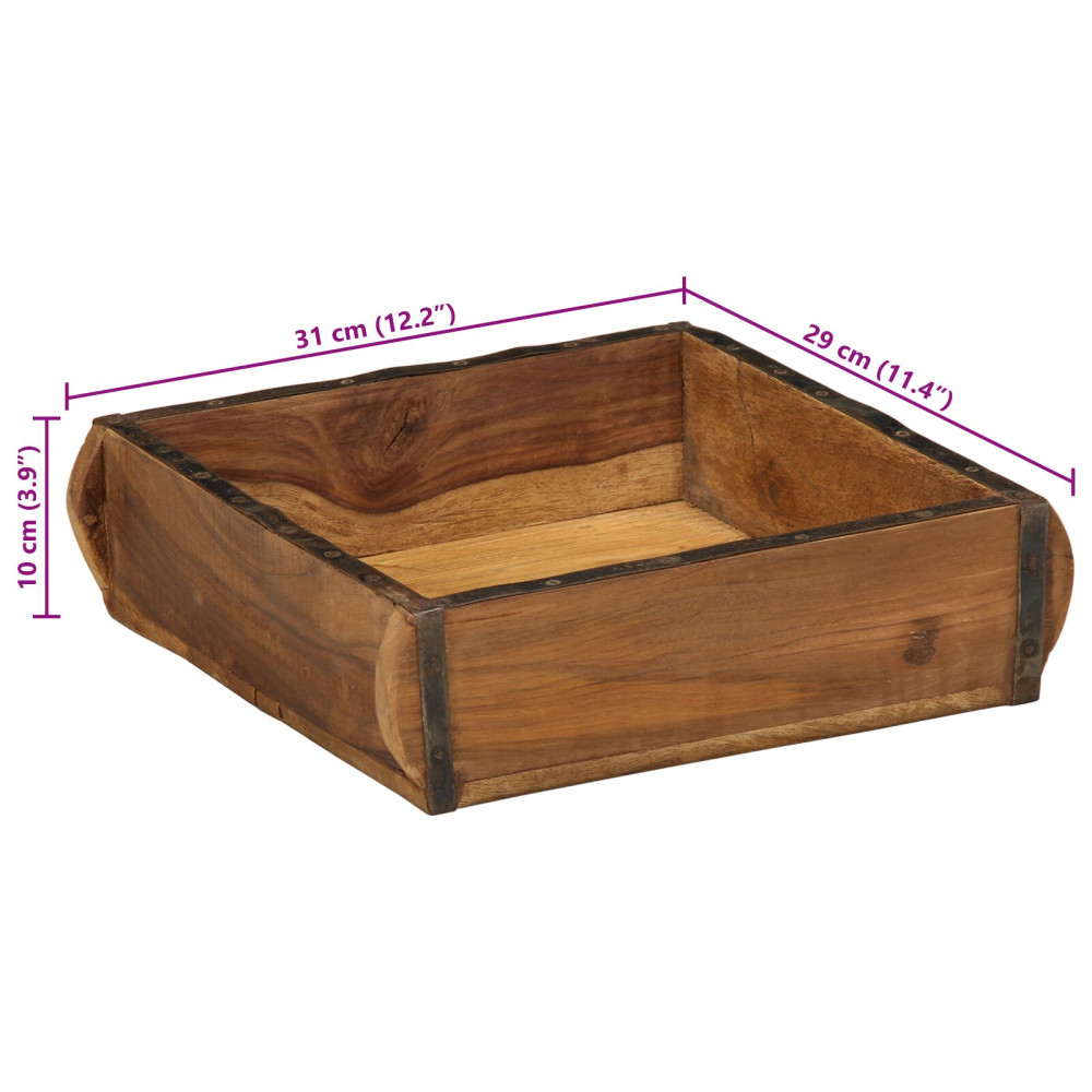 Produktbild för Bricka 4 pcs Brun 29 x 31 x 10 cm Solid återvunnen trä