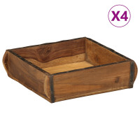 Produktbild för Bricka 4 pcs Brun 29 x 31 x 10 cm Solid återvunnen trä