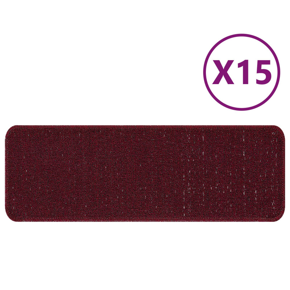 Produktbild för Halkfria trappmattor 15 pcs Bordeaux 60 x 25 cm PP