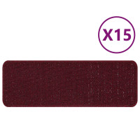 Produktbild för Halkfria trappmattor 15 pcs Bordeaux 60 x 25 cm PP