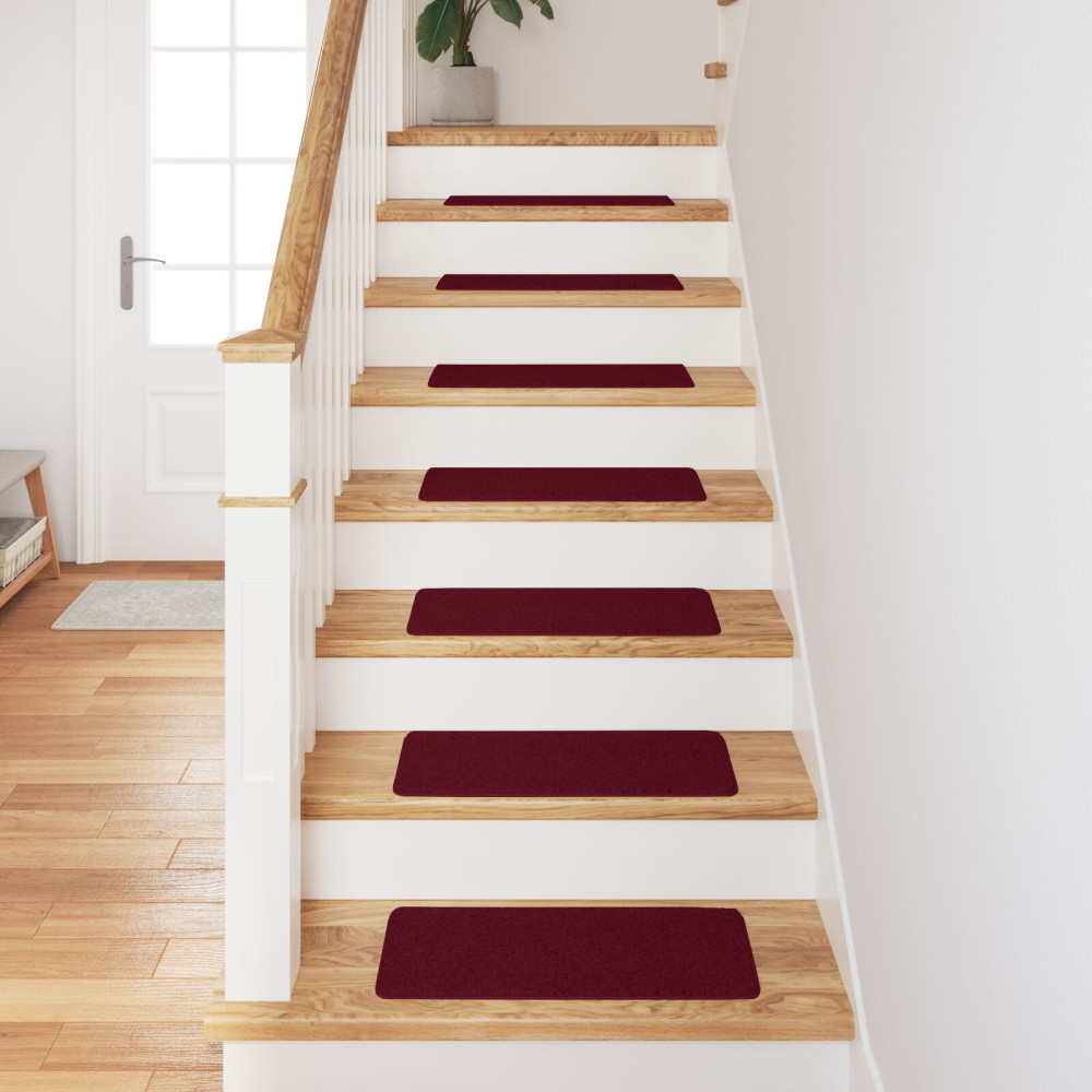 Produktbild för Halkfria trappmattor 15 pcs Bordeaux 60 x 25 cm PP