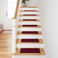 Produktbild för Halkfria trappmattor 15 pcs Bordeaux 60 x 25 cm PP