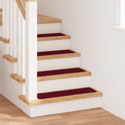 vidaXL Halkfria trappmattor 15 pcs Bordeaux 75 x 20 cm PP