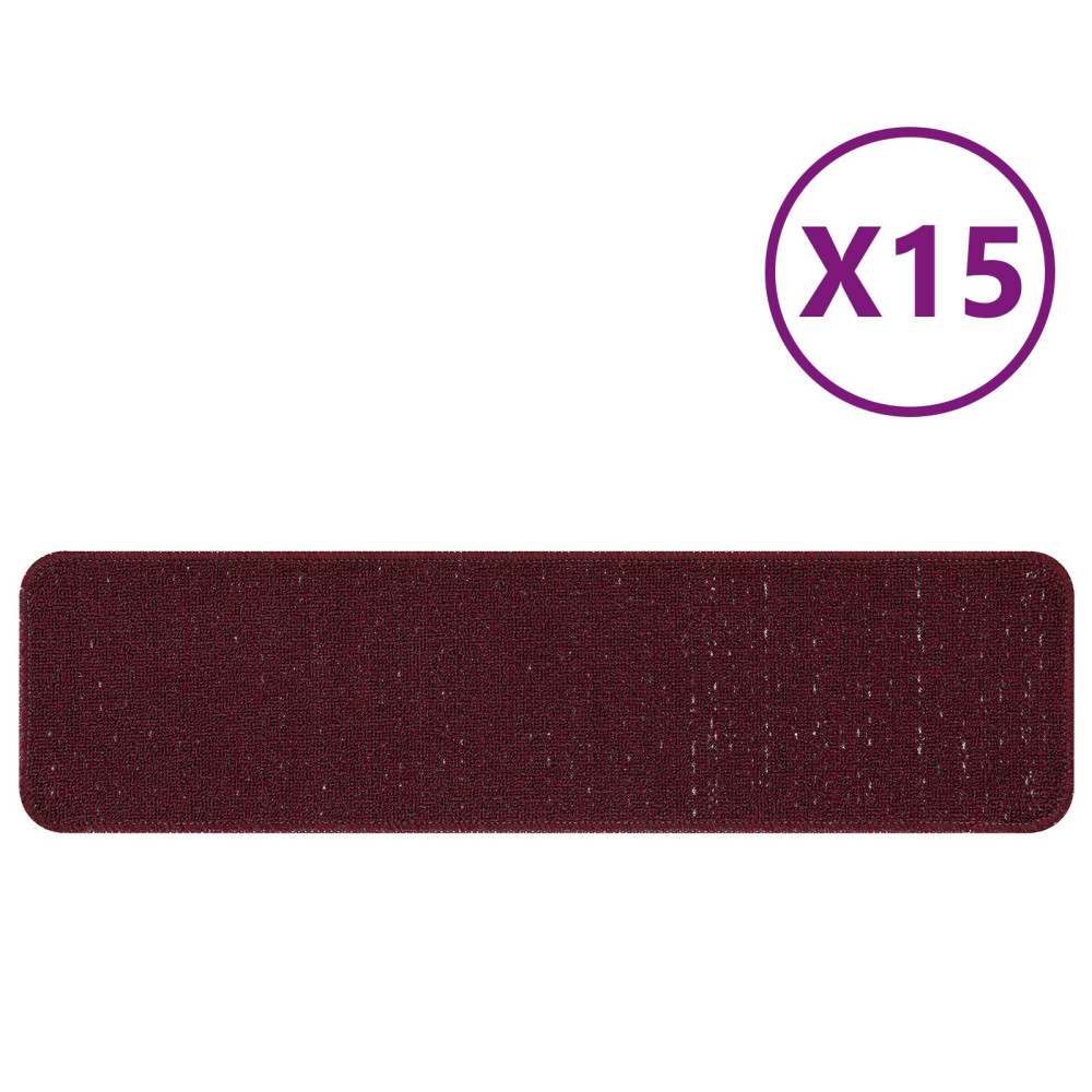Produktbild för Halkfria trappmattor 15 pcs Bordeaux 75 x 20 cm PP
