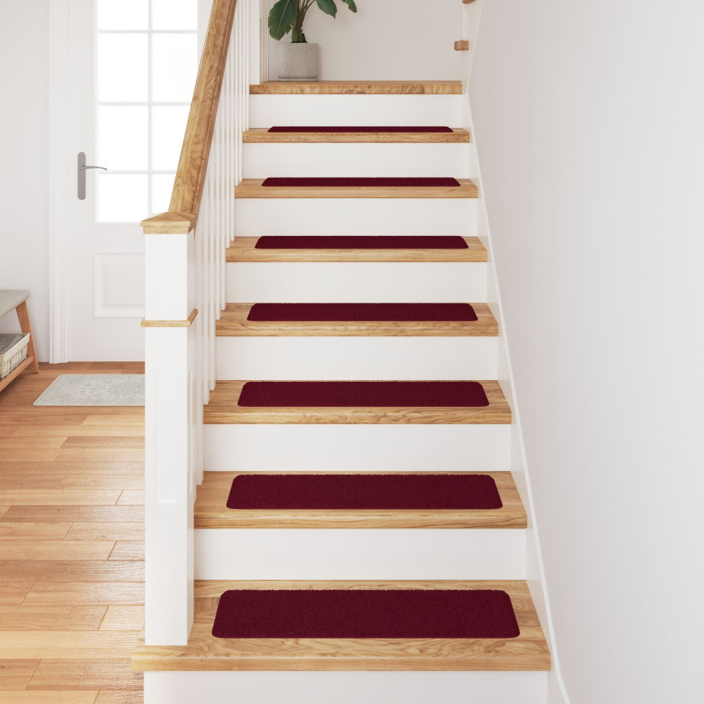 Produktbild för Halkfria trappmattor 15 pcs Bordeaux 75 x 20 cm PP