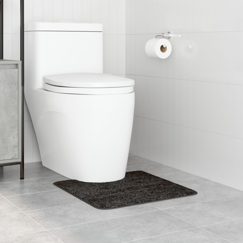 Produktbild för Halkfri badmatta med toalettutskärning Mörkgrå 50 x 50 cm PP