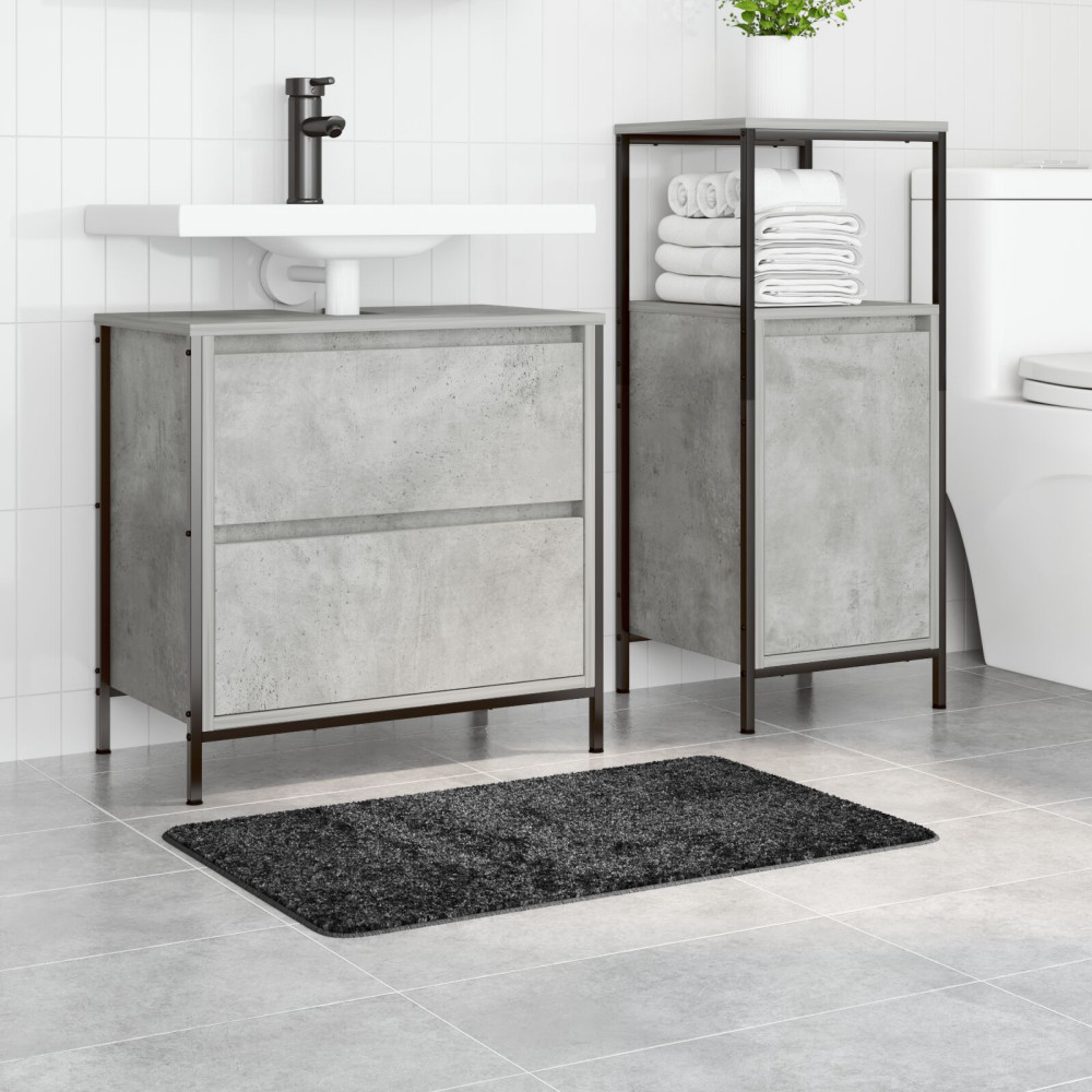 Produktbild för Halkfri Badmatta Mörkgrå 50 x 80 cm PP