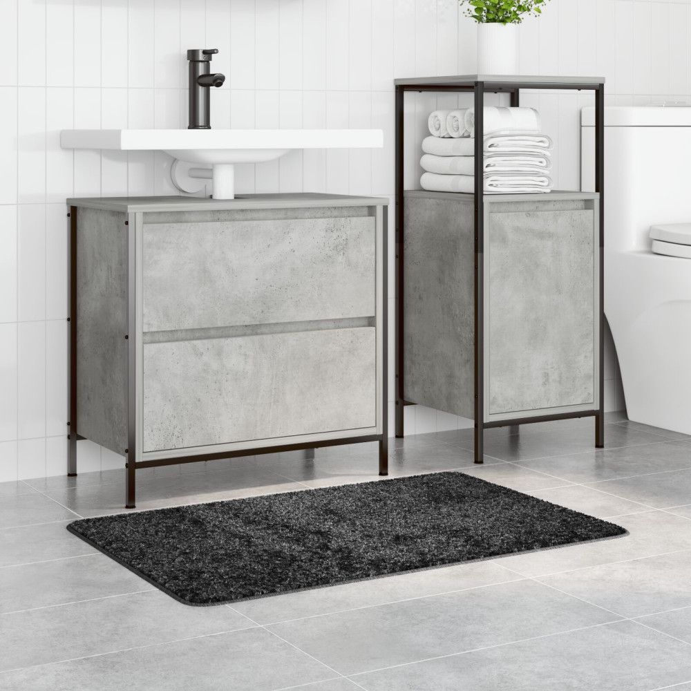 Produktbild för Halkfri Badmatta Mörkgrå 60 x 90 cm PP