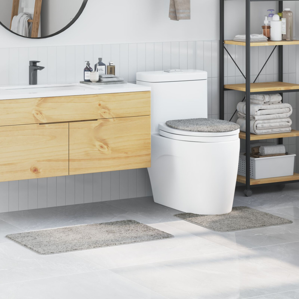 Produktbild för Antisklid badmatta set 3 pcs Grå PP