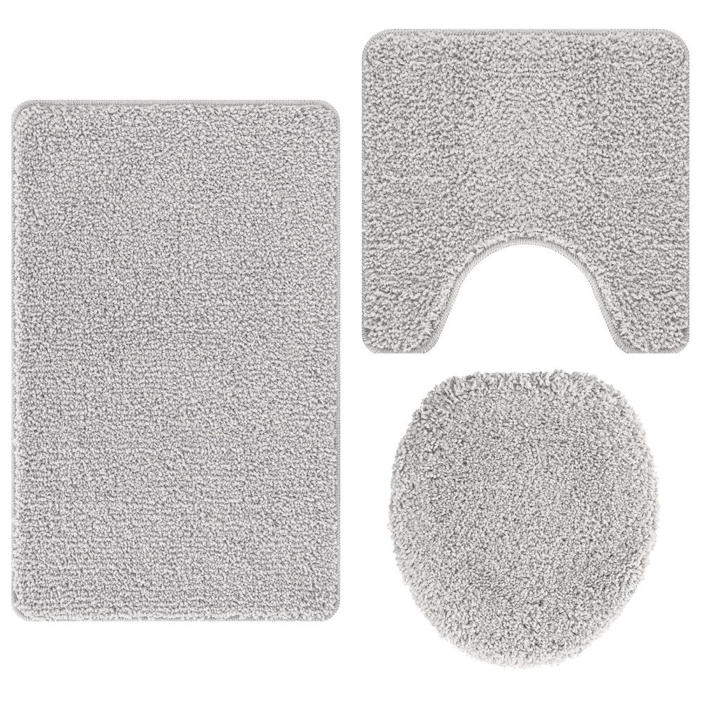 Produktbild för Antisklid badmatta set 3 pcs Grå PP