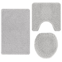 Produktbild för Antisklid badmatta set 3 pcs Grå PP