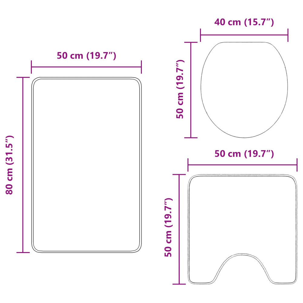 Produktbild för Antisklid badmatta set 3 pcs Grå PP