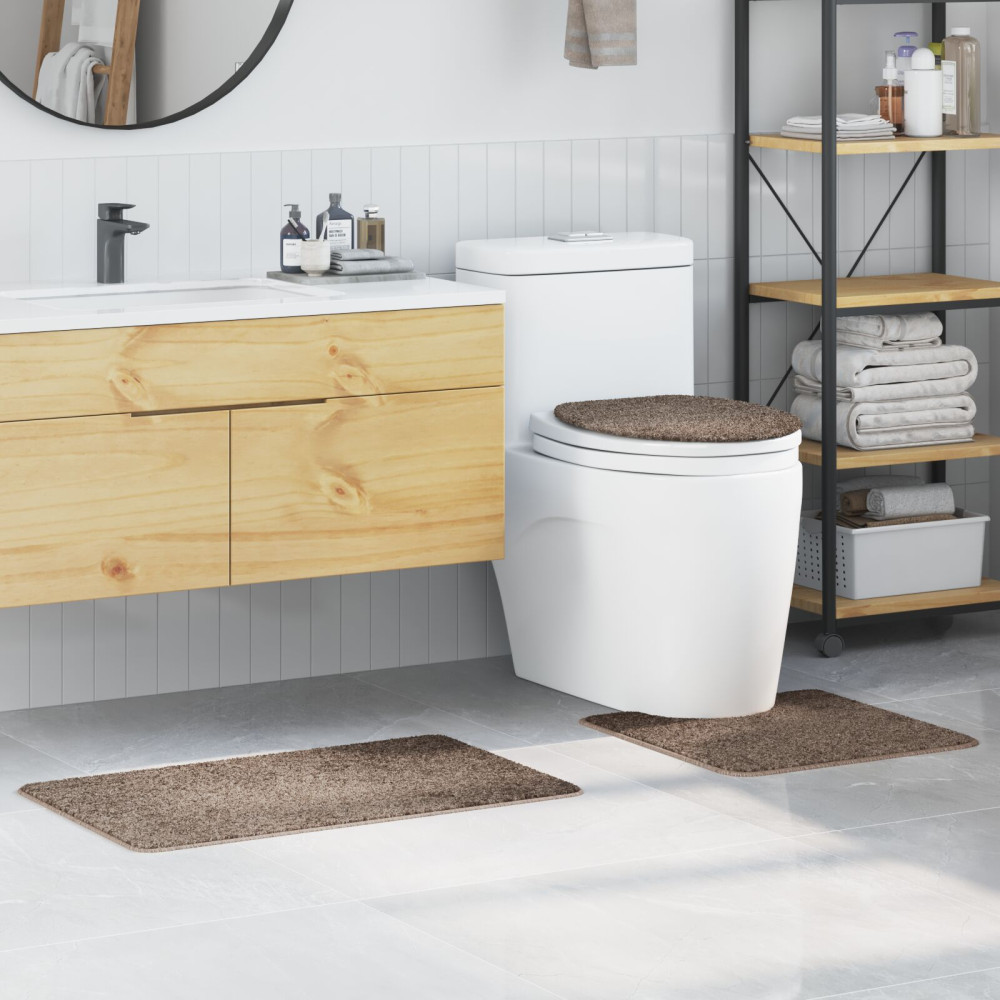 Produktbild för Antisklid badmatta set 3 st Brun 50 x 80 cm PP