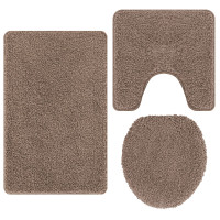Produktbild för Antisklid badmatta set 3 st Brun 50 x 80 cm PP