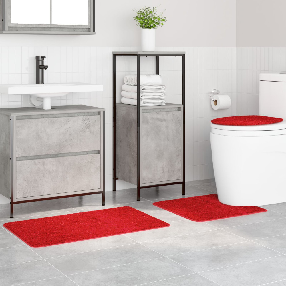 Produktbild för Antisklid badmatta set 3 st Röd 50 x 80 cm PP