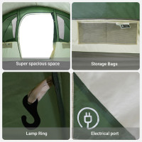 Produktbild för Familjetält med tak Grön och Vit 576 x 325 x 213 cm