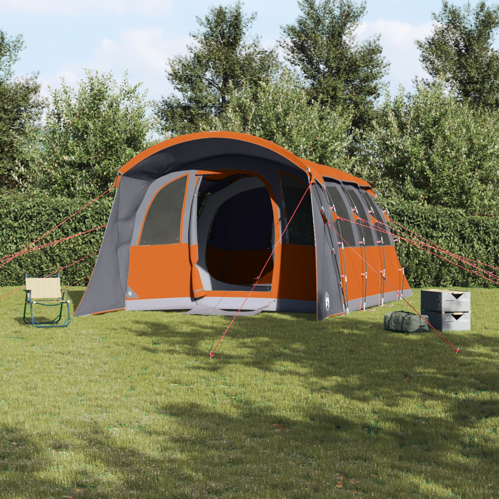 Produktbild för Familjetält med tak Grå och orange 576 x 325 x 213 cm