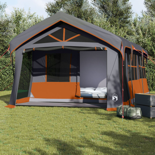 vidaXL Familjetält med tak Grå och orange 620 x 322 x 240 cm Polyester