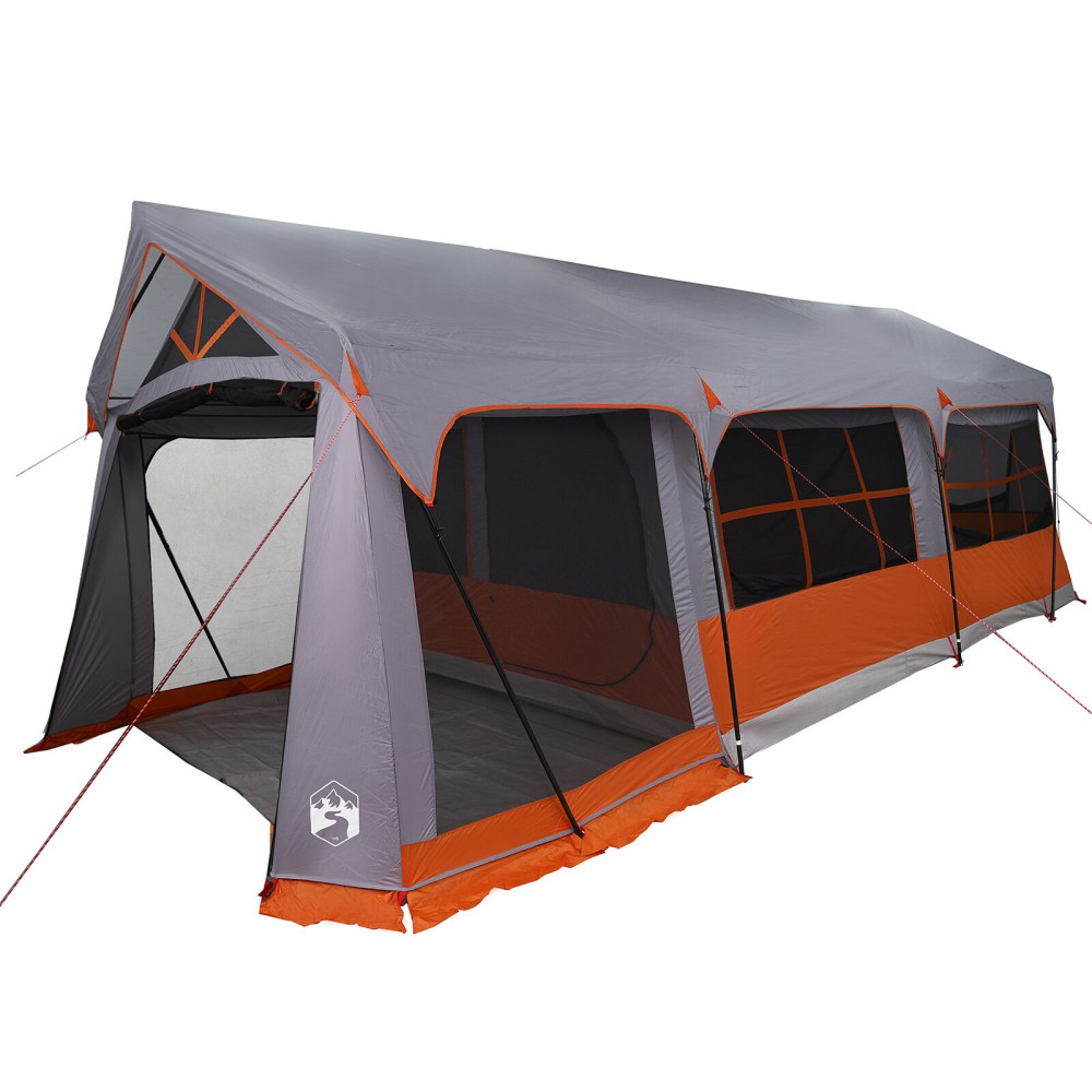 Produktbild för Familjetält med tak Grå och orange 620 x 322 x 240 cm Polyester