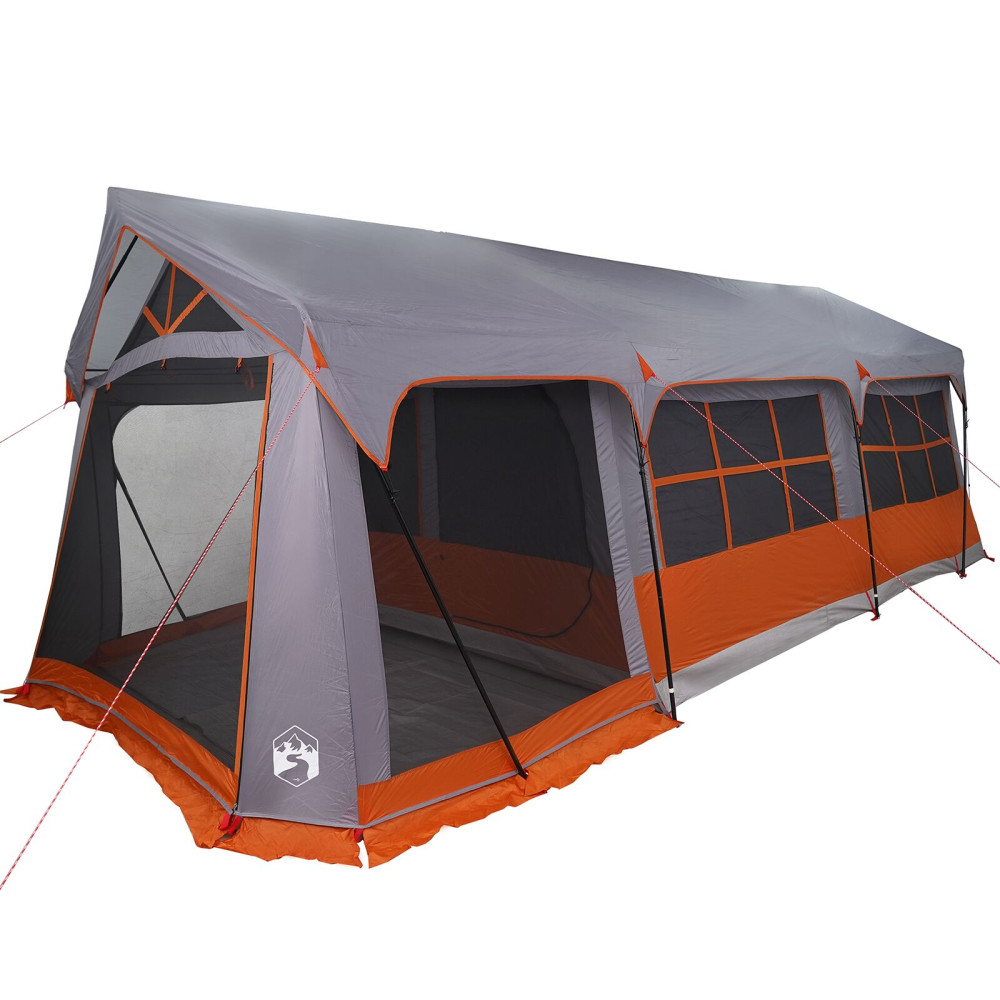 Produktbild för Familjetält med tak Grå och orange 620 x 322 x 240 cm Polyester