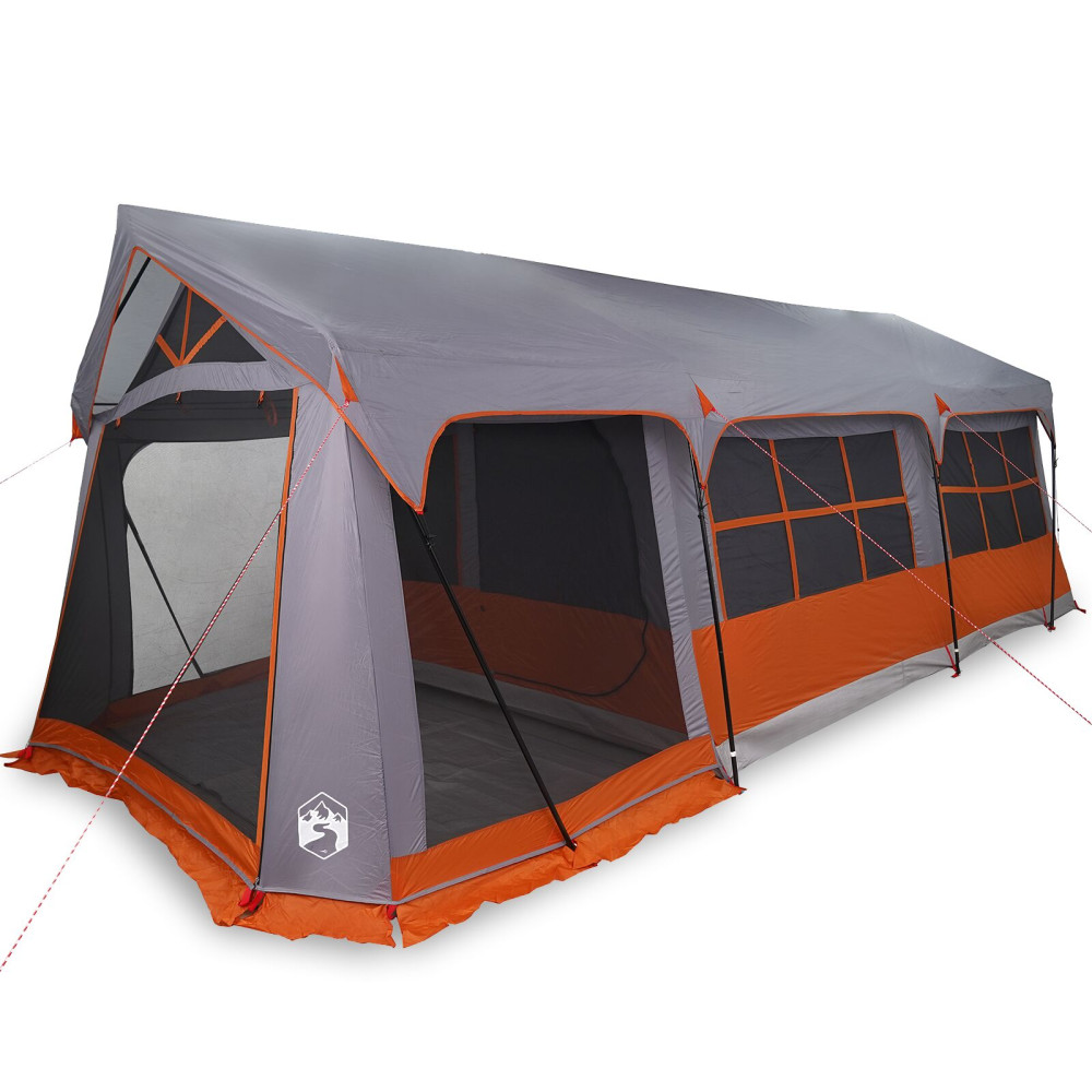 Produktbild för Familjetält med tak Grå och orange 620 x 322 x 240 cm Polyester