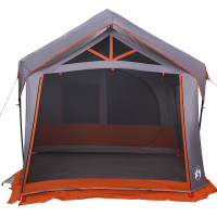 Produktbild för Familjetält med tak Grå och orange 620 x 322 x 240 cm Polyester