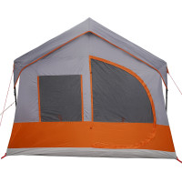 Produktbild för Familjetält med tak Grå och orange 620 x 322 x 240 cm Polyester