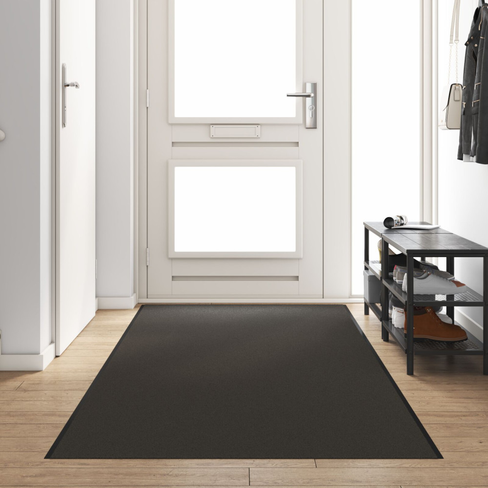 Produktbild för Dörrmatta Antracit och svart 120 x 350 cm Polyamid och PVC