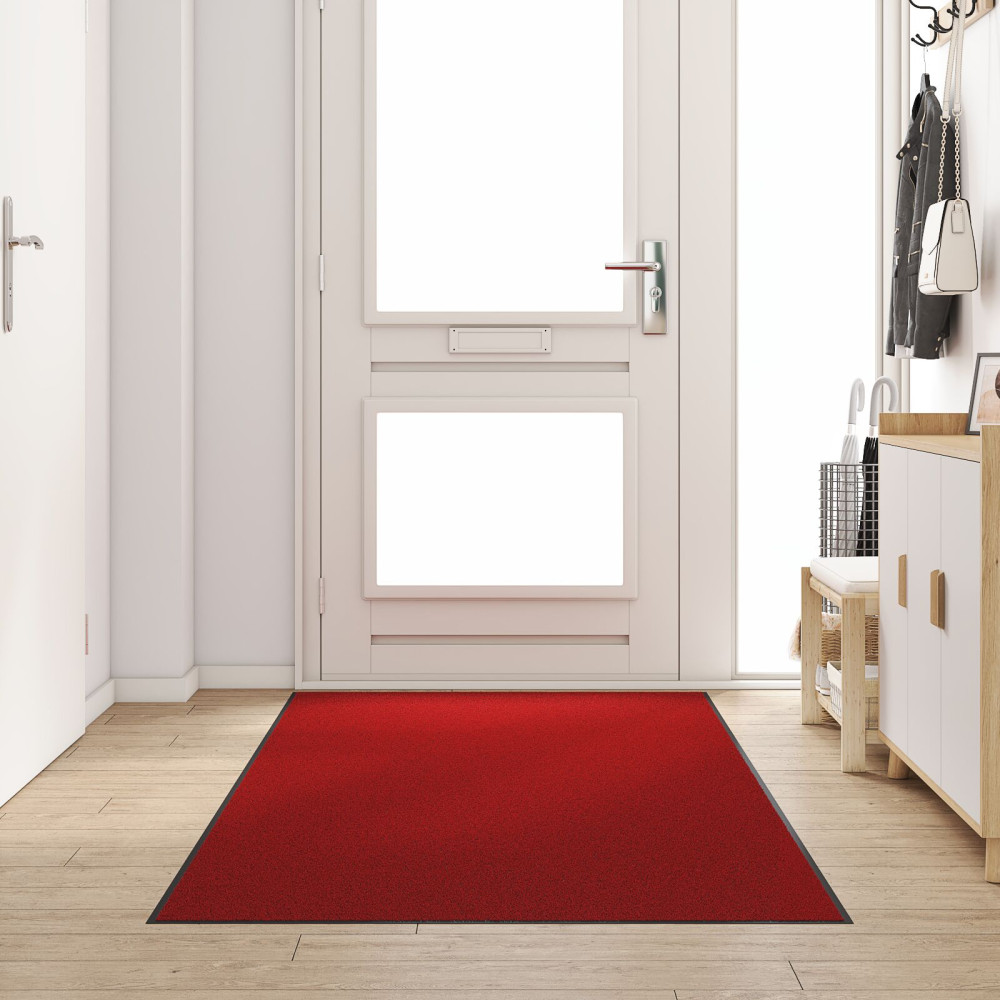 Produktbild för Dörrmatta Röd och Svart 120 x 250 cm 100% Polyamid