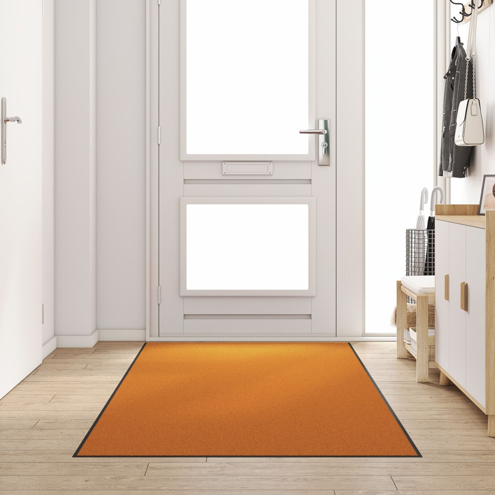 Produktbild för Dörrmatta Orange och Svart 120 x 300 cm 100% Polyamid