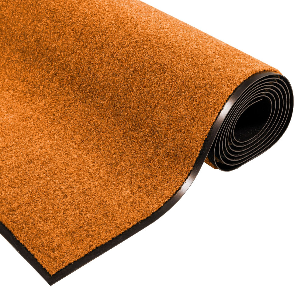 Produktbild för Dörrmatta Orange och Svart 120 x 300 cm 100% Polyamid