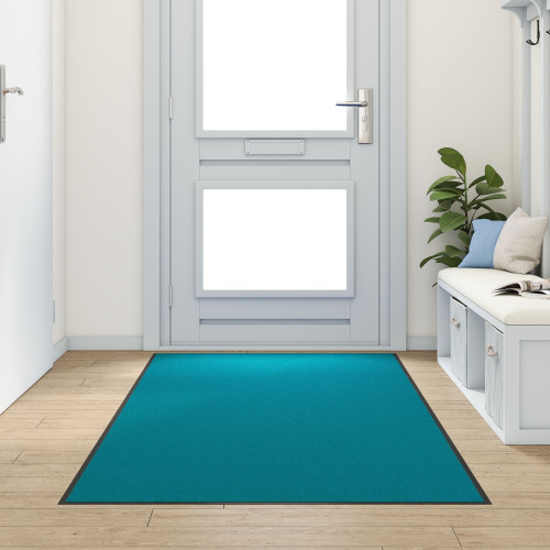 vidaXL Dörrmatta Cyan och svart 120 x 300 cm 100% Polyamid
