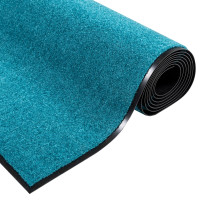 Produktbild för Dörrmatta Cyan och svart 120 x 300 cm 100% Polyamid