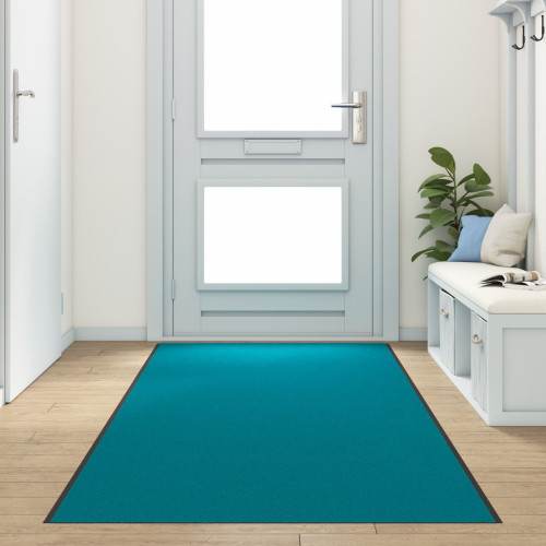 vidaXL Dörrmatta Övrigt Cyan och svart 120 x 400 cm Polyamid och PVC