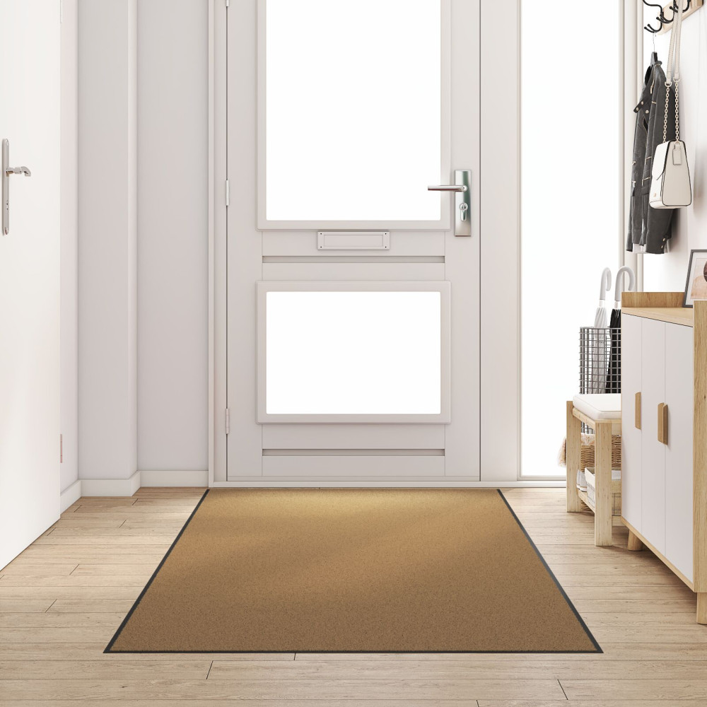 Produktbild för Dörrmatta Övrigt Kräm och svart 120 x 250 cm Polyamid och PVC