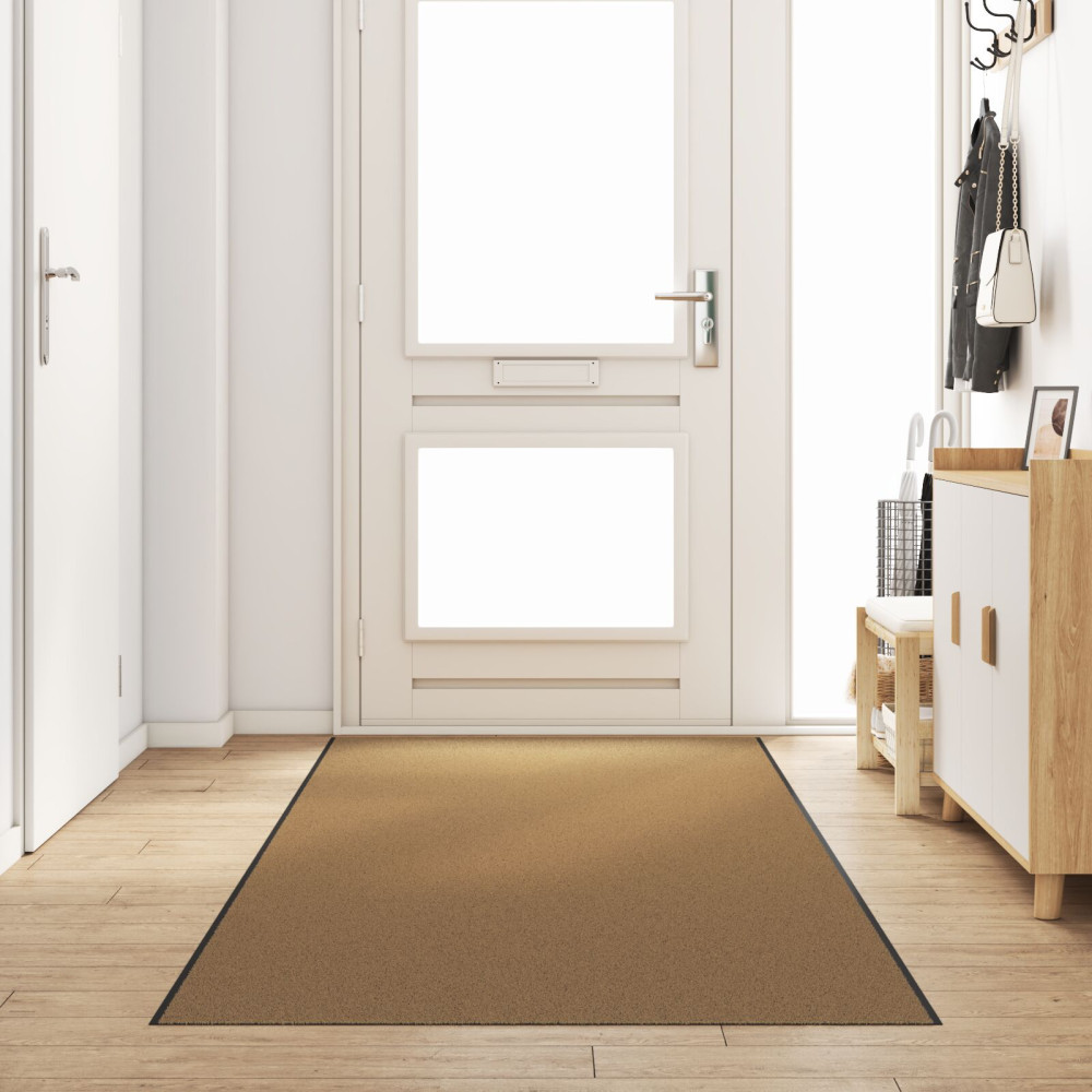 Produktbild för Dörrmatta Övrigt Kräm och svart 120 x 400 cm Polyamid och PVC