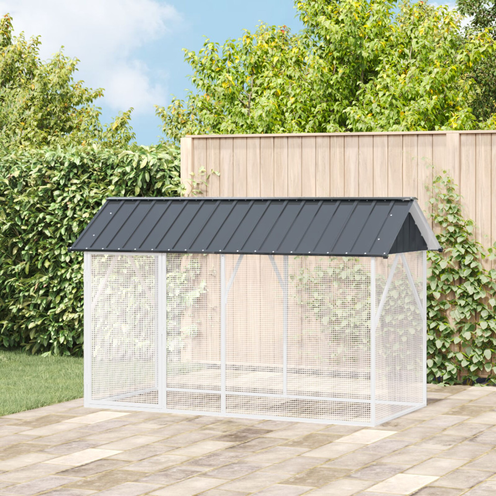 Produktbild för Fågelbur Antracit 227 x 112 x 141 cm Galvaniserat Stål